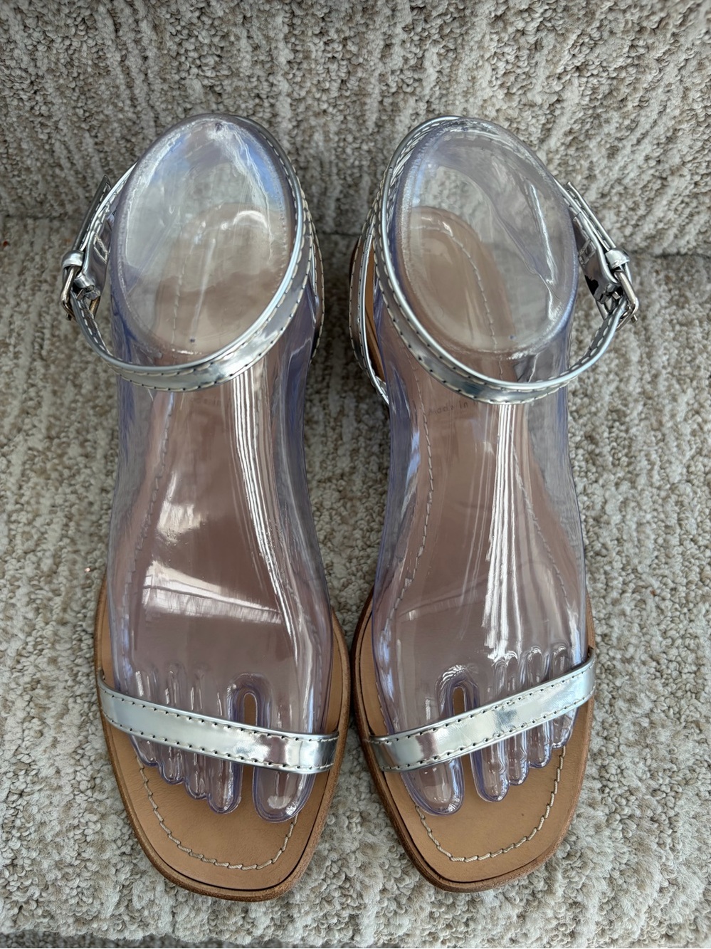 J.Crew silver metallic leather strappy ankle sandals. Size 7. - Picture 5 of 8